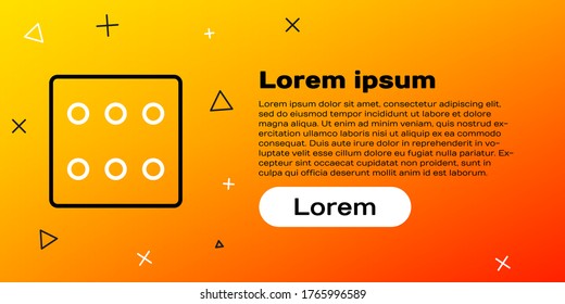 Line Game dice icon isolated on yellow background. Casino gambling. Colorful outline concept. Vector Illustration