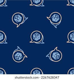 Line Game dice icon isolated seamless pattern on blue background. Casino gambling.  Vector