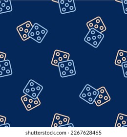 Line Game dice icon isolated seamless pattern on blue background. Casino gambling.  Vector