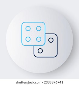 Icono de dados de juego de línea aislado en fondo blanco. Juego de casino. Concepto de esquema colorido. Vector