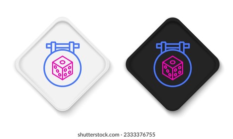 Line Game dice icon isolated on white background. Casino gambling. Colorful outline concept. Vector
