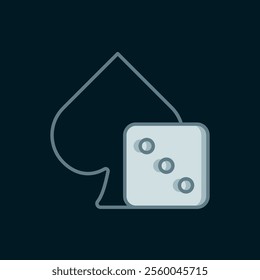 Line Game dice icon isolated on black background. Casino gambling. Flat filled outline style with shadow. Vector