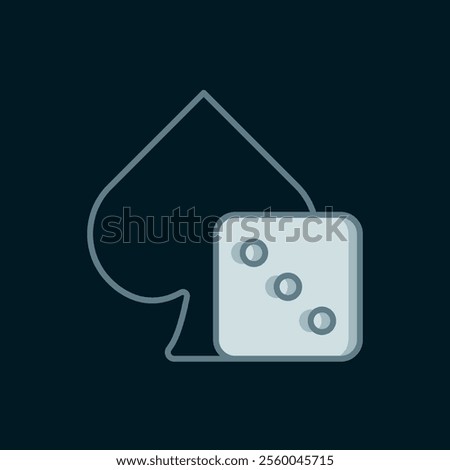 Line Game dice icon isolated on black background. Casino gambling. Flat filled outline style with shadow. Vector