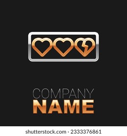 Line Game life bar icon isolated on black background. Health heart bar. Colorful outline concept. Vector