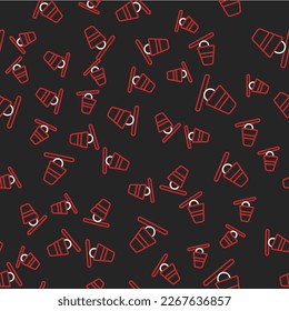 Line Game thimbles icon isolated seamless pattern on black background. Ball and glass. Chance and fortune concept.  Vector