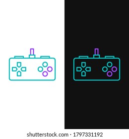 Icono de Gamepad de línea aislado en fondo blanco y negro. Controlador de juego. Concepto de esquema colorido. Vector