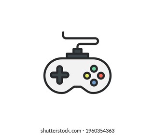 Line Gamepad icon isolated on white background. Outline symbol for website design, mobile application, ui. Electronics pictogram. Vector illustration, editorial stroсk. 