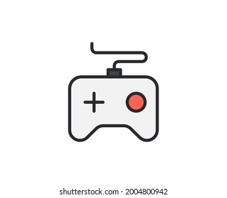 Line Gamepad icon isolated on white background. Outline symbol for website design, mobile application, ui. Electronics pictogram. Vector illustration, editorial stroсk. 