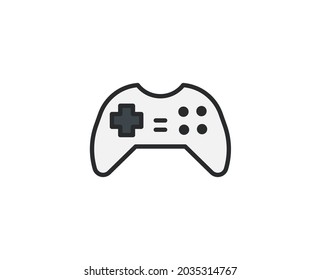 Line Gamepad Symbol einzeln auf weißem Hintergrund. Umrisssymbol für Webdesign, mobile Applikation, i. Elektronik-Piktogramm. Vektorgrafik, redaktionelle с k. 