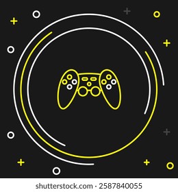 Line Gamepad icon isolated on black background. Game controller. Colorful outline concept. Vector