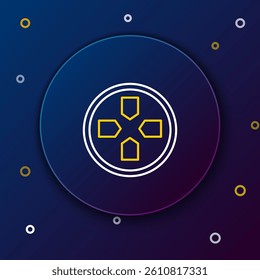 Line Gamepad icon isolated on blue background. Game controller. Colorful outline concept. Vector