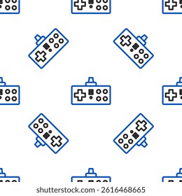 Line Gamepad icon isolated seamless pattern on white background. Game controller. Colorful outline concept. Vector