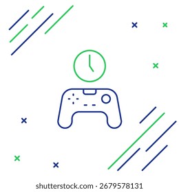 Línea Gamepad de icono de tiempo aislado sobre fondo blanco. Es hora de jugar. Controlador de juego. Concepto de contorno colorido. Vector