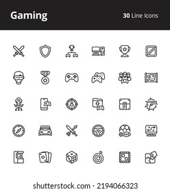 Line Gaming Icon Set Pixel Perfect Stock Vector (Royalty Free ...