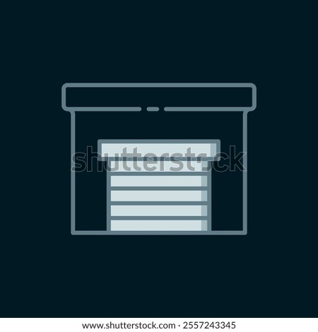 Line Garage icon isolated on black background. Flat filled outline style with shadow. Vector