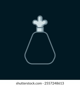 Line Garbage bag icon isolated on black background. Flat filled outline style with shadow. Vector