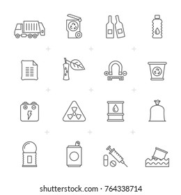 Line Garbage and rubbish icons - vector icon set