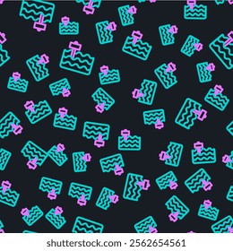 Line Garden bed or cultivation bed icon isolated seamless pattern on black background.  Vector