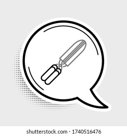 Line Gardening handmade scissors for trimming icon isolated on grey background. Pruning shears with wooden handles. Colorful outline concept. Vector