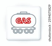 Line Gas railway cistern icon isolated on white background. Train gasoline tank on railway car. Rail freight. Colorful outline concept. Vector