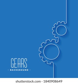 line gears symbol on blue background design