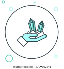Línea icono de piedra preciosa aislado sobre fondo blanco. Símbolo de joyería. Diamante. Concepto de contorno colorido. Vector