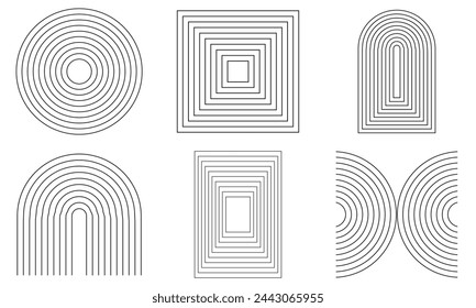 Line geometric arch and circle abstract shapes. Contemporary mid century line design set. vector illustration .EPS 10