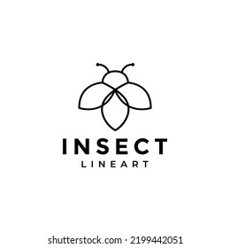 line geometric bug insect logo design