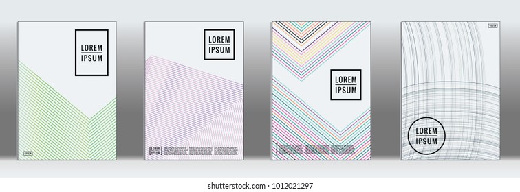 Line geometric cover.  Vector trendy line shape poster brochure.  Gradient templates for business brochures.  2d prints for banner background.  Graphic design for annual album backdrop.