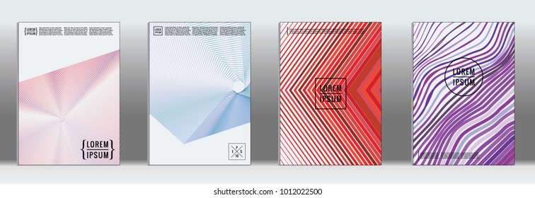 Line geometric cover.  Vector trendy line shape poster brochure.  Set of templates for business brochures.  2d prints for banner background.  Graphic design for annual album backdrop.