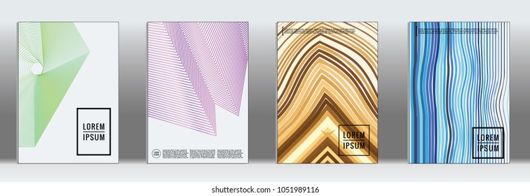Line geometric cover.  Vector trendy line shape poster brochure.  Gradient templates for business brochures.  2d prints for banner background.  Graphic design for annual album backdrop.
