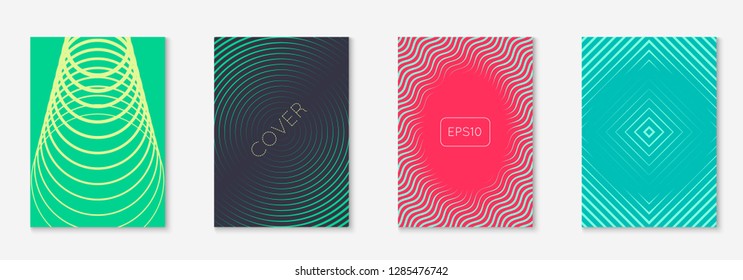 Line geometric elements. Green and turquoise. Creative annual report, presentation, invitation, notebook concept. Line geometric elements on minimalist trendy cover template.