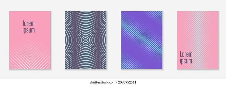Line geometric elements. Minimal presentation, certificate, placard, page mockup. Purple and turquoise. Line geometric elements on minimalist trendy cover template.