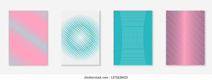 Line geometric elements. Minimalistic certificate, presentation, wallpaper, annual report concept. Pink and turquoise. Line geometric elements on minimalist trendy cover template.