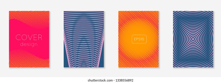 Line geometric elements. Orange and pink. Hipster patent, web app, presentation, journal layout. Line geometric elements on minimalist trendy cover template.
