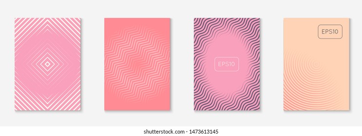 Line geometric elements. Pink and purple. Hipster wallpaper, invitation, placard, book mockup. Line geometric elements on minimalist trendy cover template.