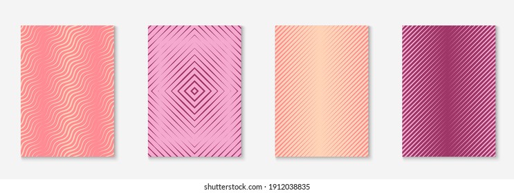 Line geometric elements. Pink and purple. Colored wallpaper, mobile screen, web app, page concept. Line geometric elements on minimalist trendy cover template.