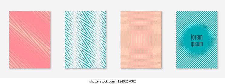 Line geometric elements. Pink and turquoise. Texture placard, patent, journal, notebook mockup. Line geometric elements on minimalist trendy cover template.