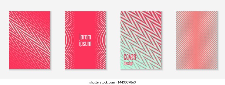 Line geometric elements. Pink and turquoise. Halftone annual report, page, presentation, mobile screen layout. Line geometric elements on minimalist trendy cover template.