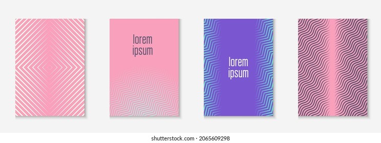 Line geometric elements. Purple and turquoise. Digital booklet, placard, report, patent concept. Line geometric elements on minimalist trendy cover template.