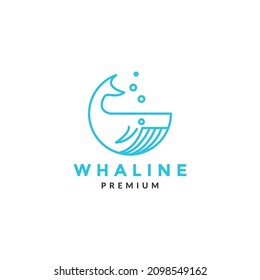 line geometric fish whale logo symbol icon vector graphic design illustration idea creative