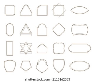 Line geometric frame vector set in minimalistic style. Bohemian, abstract, linear frames. Minimal, outline borders of pictures for social net, story.