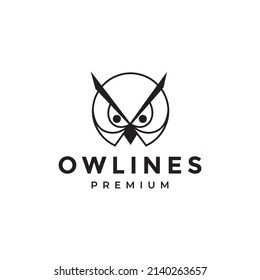 line geometric head owl logo design, vector graphic symbol icon illustration creative idea