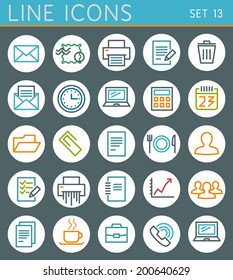 Line geometric icons set. Summer holidays vector web design elements 