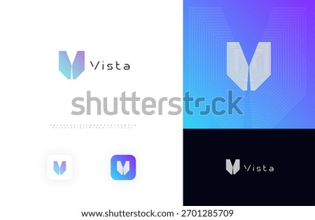 Line Geometric Logo Letter V Monogram Concept Design for Digital Science Architect Technology Startup Business Identity Branding Emblem Label with Modern Sans Serif Font Alphabet. Vector Illustration