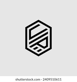 Monograma geométrico de línea UP con diseño profesional de alta calidad que se imprimirá bien