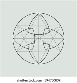 Line geometric shape. Minimal abstract symbol. Sacred geometry. Stock vector.