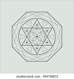 Line geometric shape. Minimal abstract symbol. Sacred geometry. Stock vector.