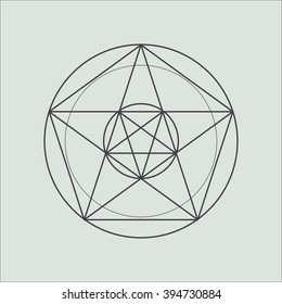 Line geometric shape. Minimal abstract symbol. Sacred geometry. Stock vector.