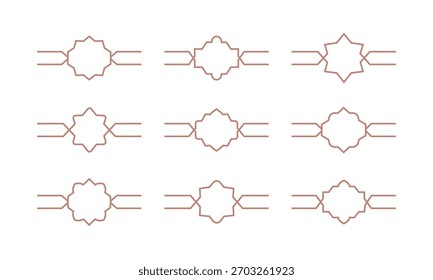 Borda da forma do ladrilho geométrico da linha. tradicional árabe oriental arabesco ícone arabesco, cartão, fundo do convite para eid mubarak. Conjunto de elementos vetoriais simples.
